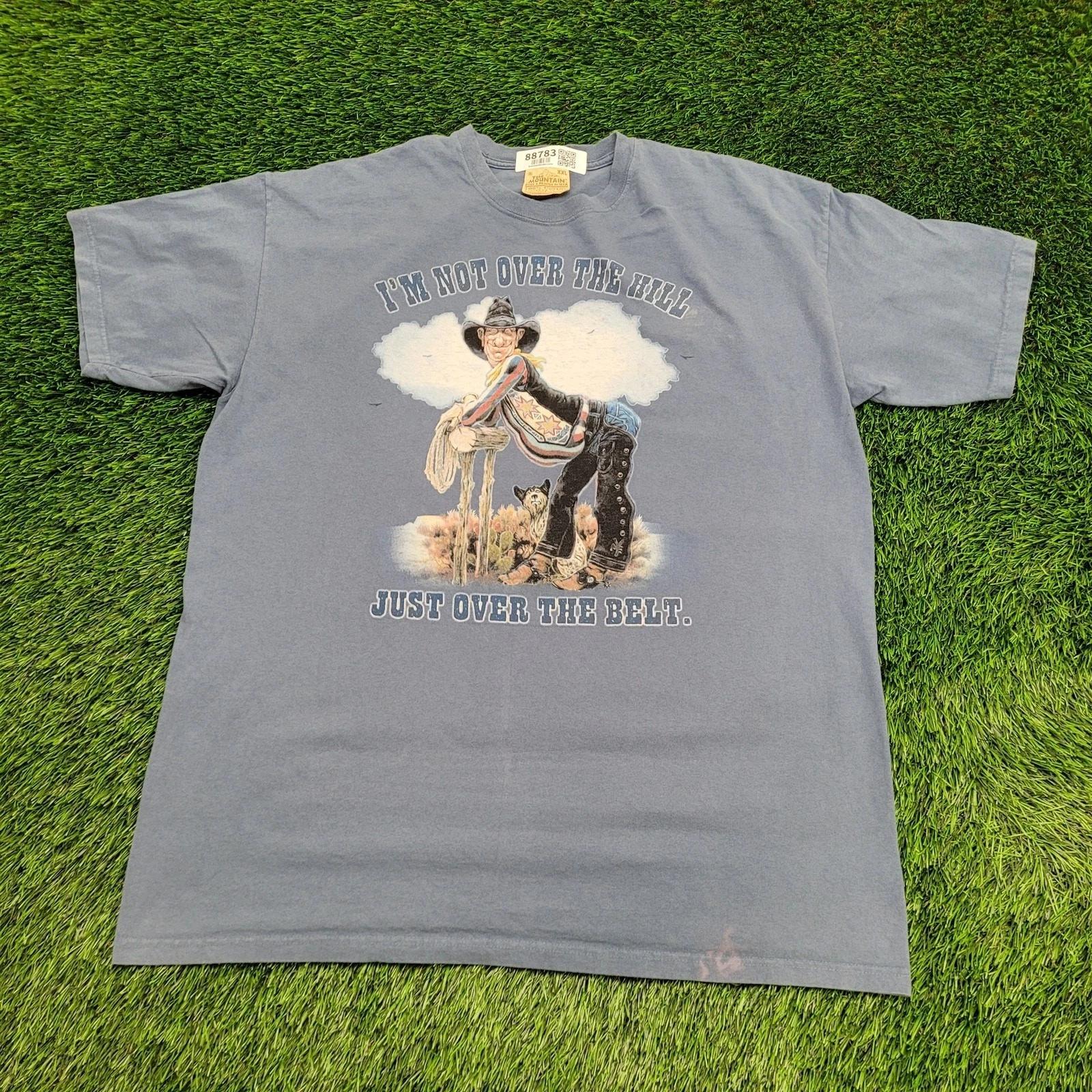 Vintage 90s Funny Cowboy Humor Shirt XL/2XL 25x31 Blue Rodeo 2XL