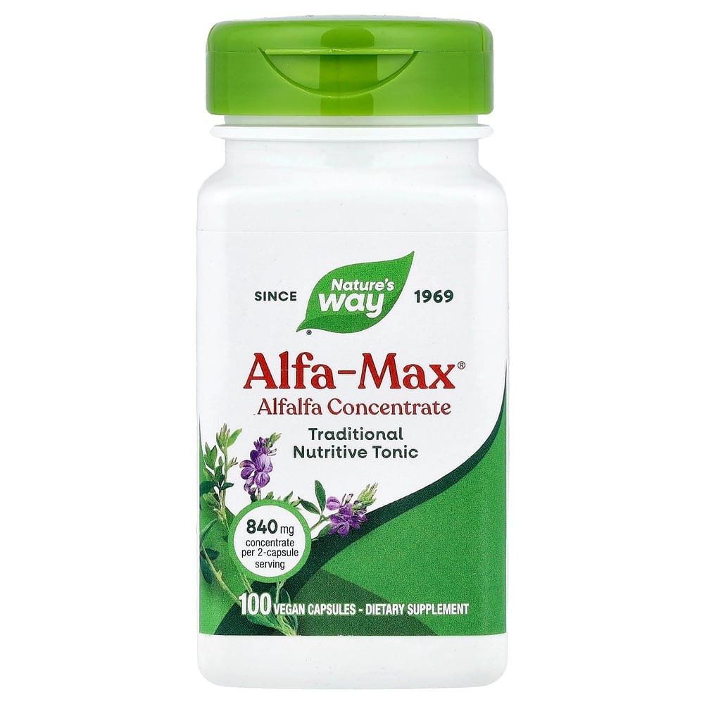 Nature's Way Alphamax Alfalfa Concentrate 420mg Veggie Capsules, 100 Tablets