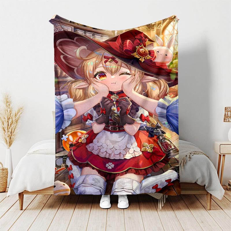 1pc Blanket - Genshin Impact characters Print Design, Lightweight Blanket for Sofa, Bed- Soft &Warm, Gift for All Seasons