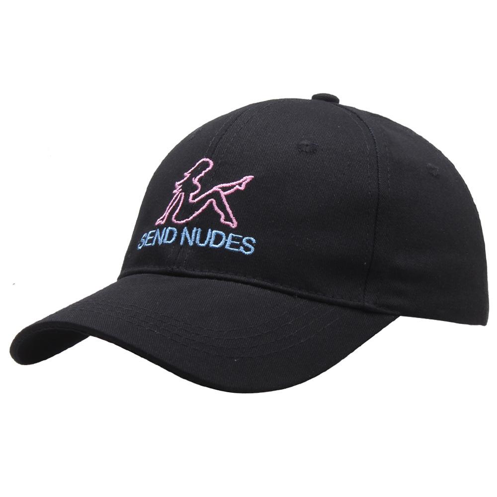 

Embroidery Letter Send Nudes Women Pure Cotton Baseball Cap Outdoor Sun Hat