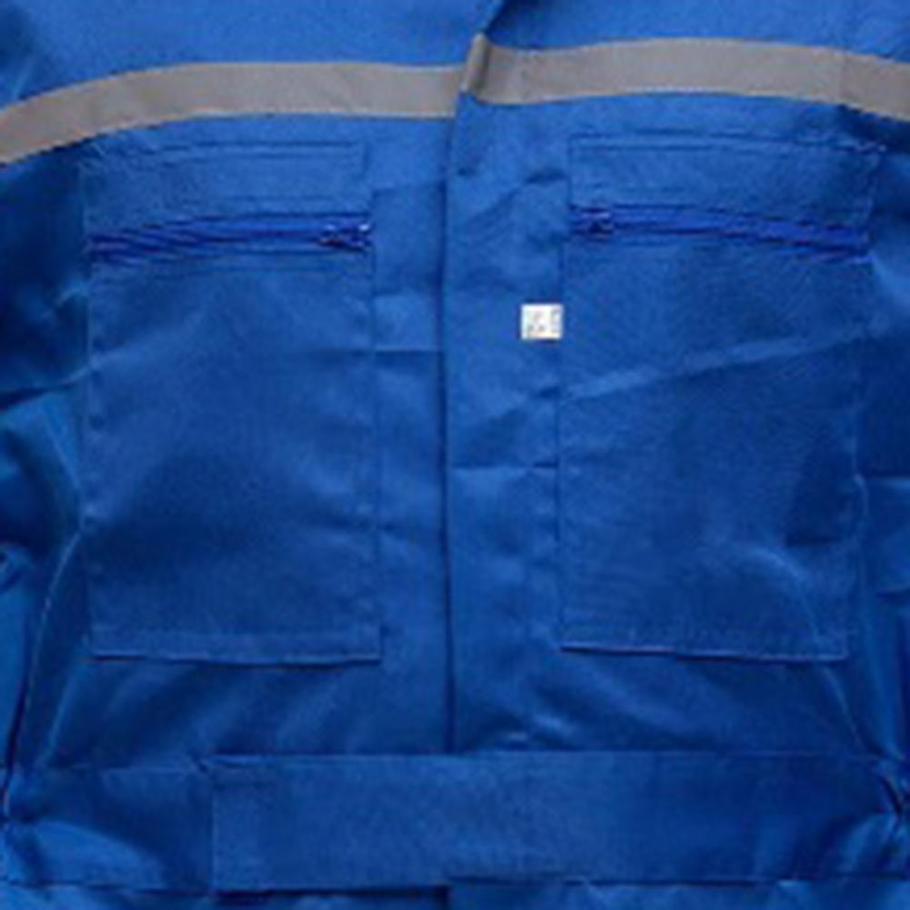 Unisex Work Overalls Hooded Drawstring Wear-resistant Reflective Zipper Work Clothes Loose Pockets Safety Worker Coveralls