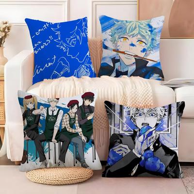 Hot Anime B-Blue P-Period Pillow Case Anti-dustmite Pillow Invisible Zipper Silky Short Plush Sofa Cushion Cover
