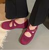 Fashion Retro Faux Suede Flat Internal Increase Women Dance Shoes 2025 Spring Autumn New French Casual Commuting Mary Jane Shoes Woman