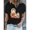 Women's Russian Nesting Dolls Print T-Shirt Casual Crew Neck Short Sleeve All-Season Top