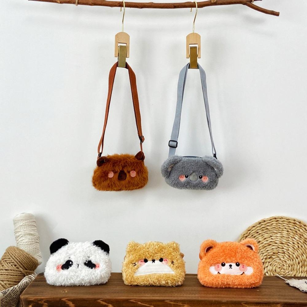

Animal Children Shoulder Bag Capybara Plush Coin Purse Cute Cartoon Plush Crossbody Bag Daily коричневий