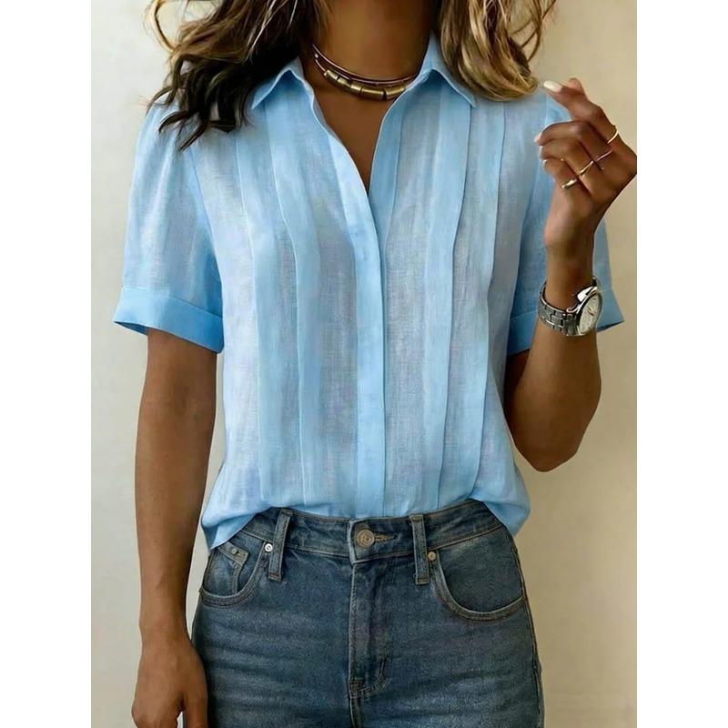 Blusas y Camisas Casuales de Moda para Mujer JPNTKY con Cuello Polo y Manga Corta