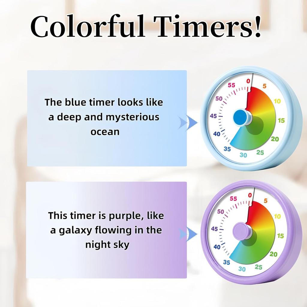 Visual Timer for Kids Adults,60 Minutes Countdown Timer for Classroom, Office, Study, ADHD Tools for Kids Productivity Timer (Blue)