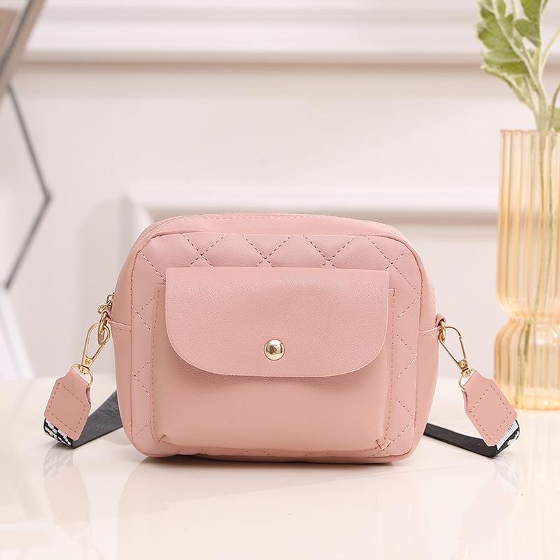 Casual small bag, new diamond women's bag, shoulder messenger bag, small square bag, simple mobile phone bag.