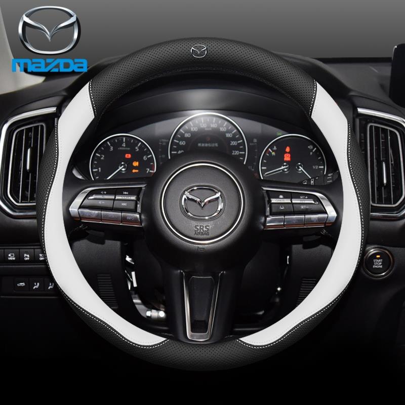 NEW For Mazda 2 3 5 6 CX-4 CX-5CX-7CX-8CX-30CX-50 MX5 Miata RX-7 RX-8 Axela Atenza Car Carbon Fiber Leather Steering Wheel Cover