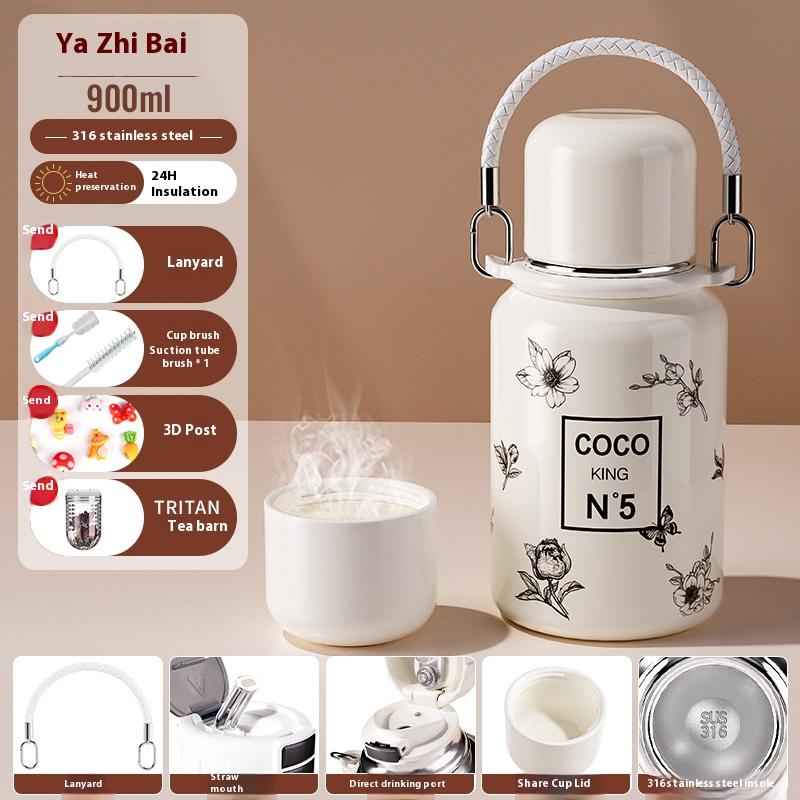 Wasserkocher-Thermoskanne mit großer Kapazität für Outdoor-Reisen, Kaffee-Thermoskanne, tragbar, gut aussehend, Vakuum-Kälteisolierung, Kaltbecher