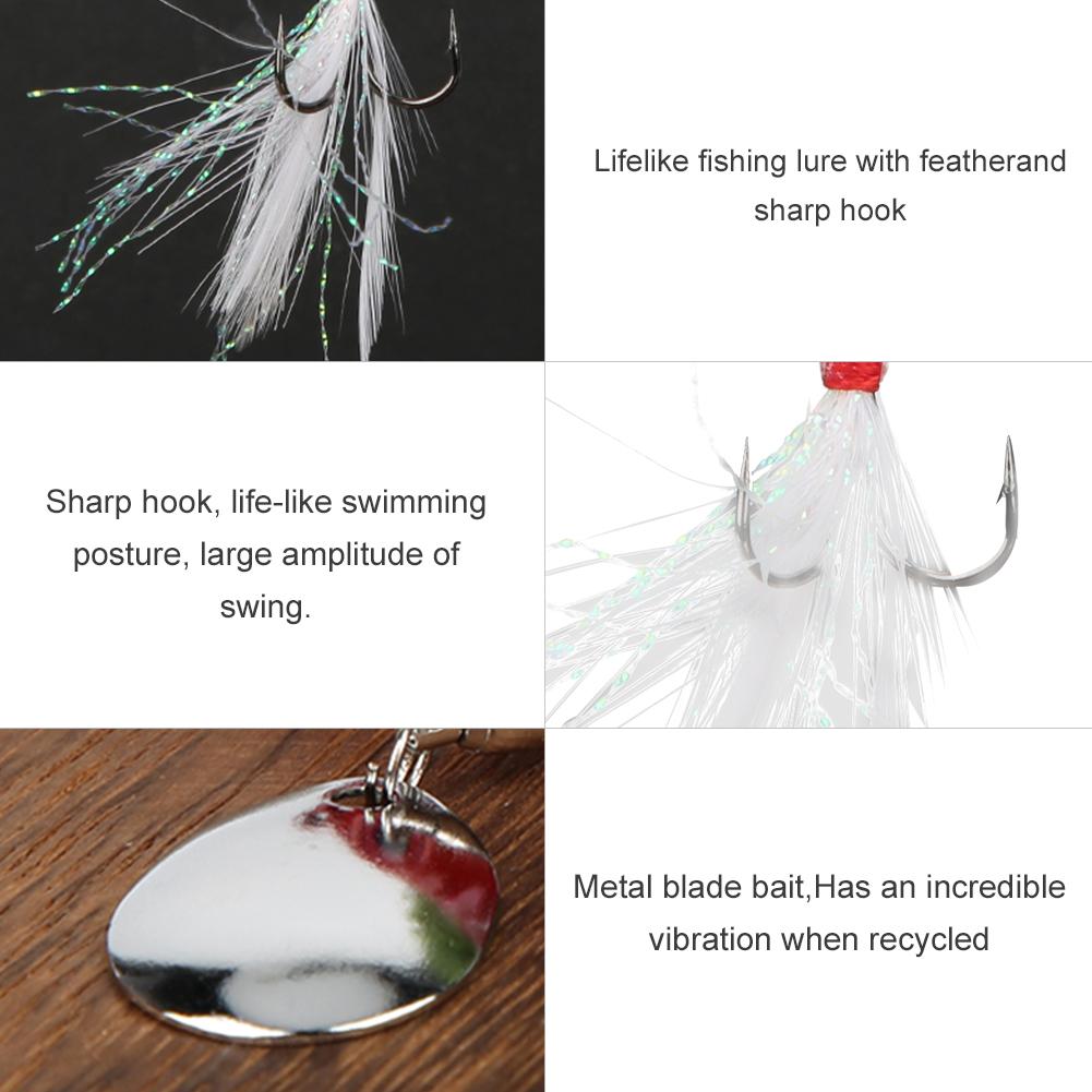 Zinc Alloy Rotating Feather Hook Sequin Lifelike Artificial Bait Fishing Lure Swimbait Accessory