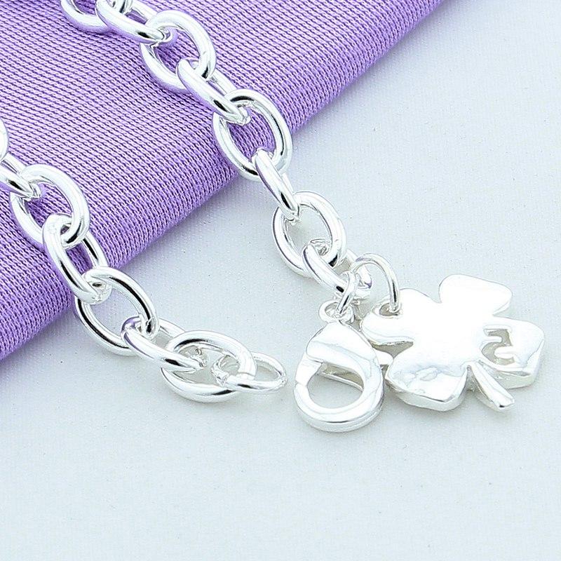 Top Quality 925 Sterling Silver Bracelet Four Clover Charm Bracelet & Bangles For Women Jewelry Wholesale