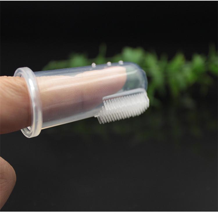 Mjuk Silikon Baby Finger Tandborste & Tungskrapa
