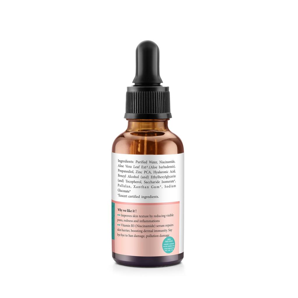 Lass Naturel 10% NIACINAMIDE + Zinc PCA + HA | Solution de Soin Nourrissante pour une Peau Éclatante | Vitamine B3 | Sérum Visage pour Pores Dilatés | Pour peau grasse
