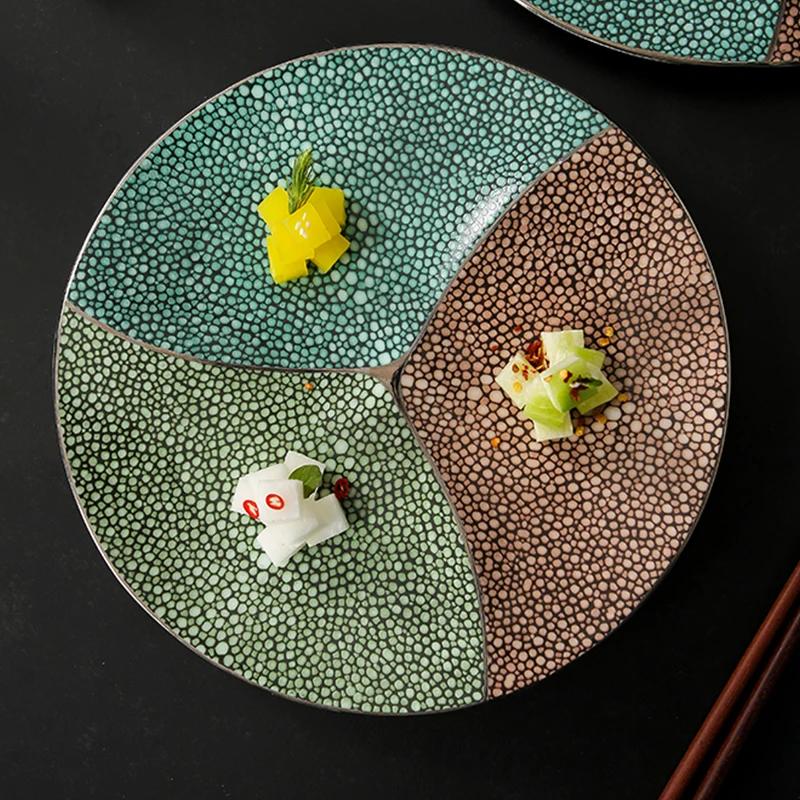 Fashionable Creative Circular Dining Plates Retro Chinese Style Ceramic Plate Exquisite Dishes Desserts Tableware for Restaurant