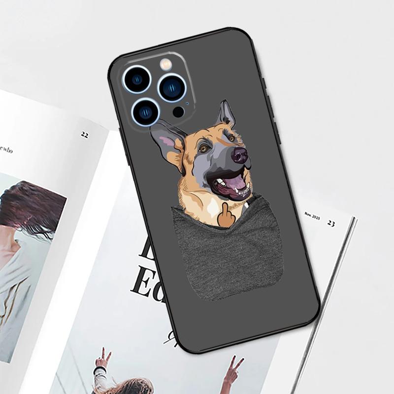 

German Shepherd Dog Cartoon Case For iPhone 17 Pro Max 14 13 12 11 15 16 Pro Max mini 15 Plus 16e 17 Air Phone Cover iPhone 15 Pro