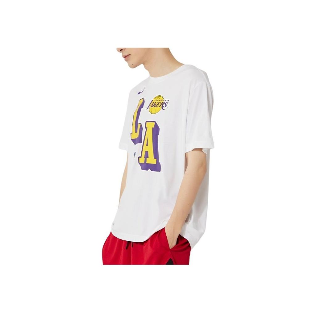 Nike Los Angeles Lakers Basketball Sports Crew Neck Short Sleeve T-Shirt Men Tops White DA6090-100