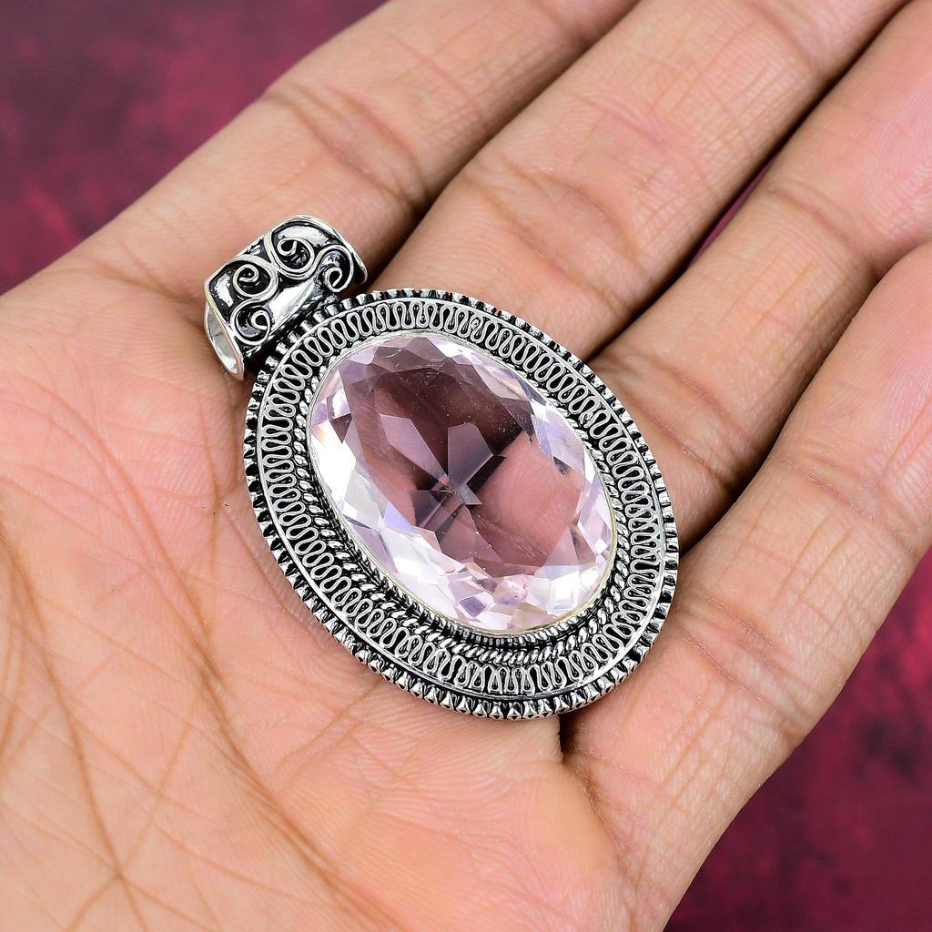 Kunzit Anhänger, 925 Sterling Silber Edelstein Schmuck, handgefertigter Anhänger, zum Gedenktag