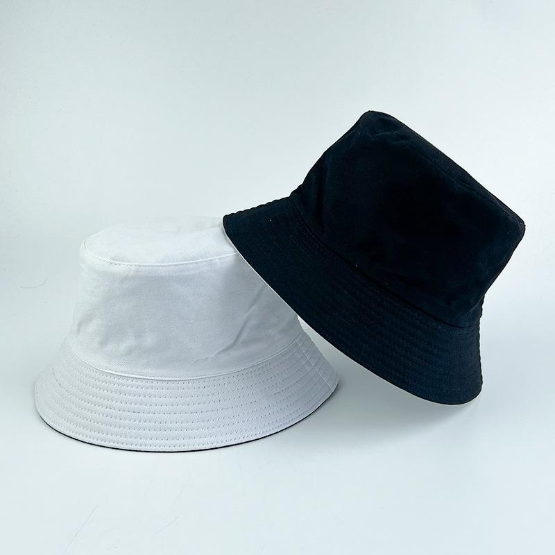 Pure cotton high quality double-sided fisherman hat Korean version face slim basin hat sun protection bucket hat embroidery