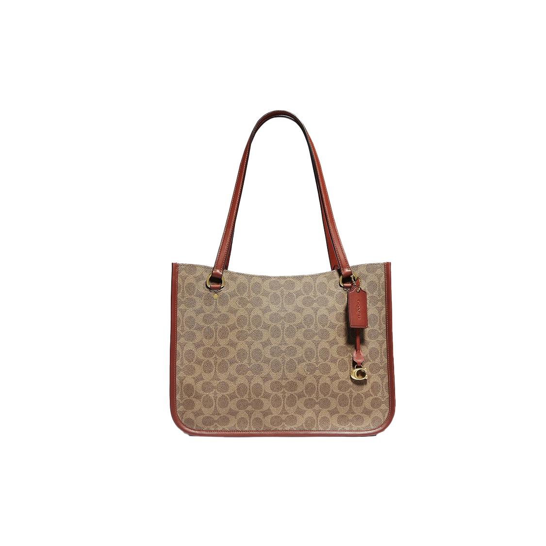 

New COACH Tyler Leather Handbags Shoulder Bags Women s Orange Red & Brown C2591-B4NQ4 35.6*13.5*26.9CM