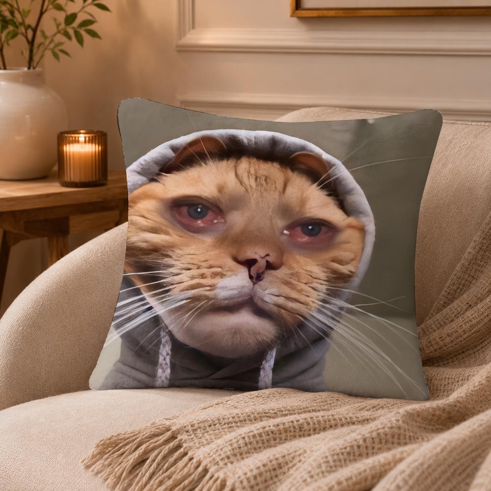 cat Cushion Cover Anti-dustmite Pillowcase Invisible zipper silky short plush Sofa cushion cover