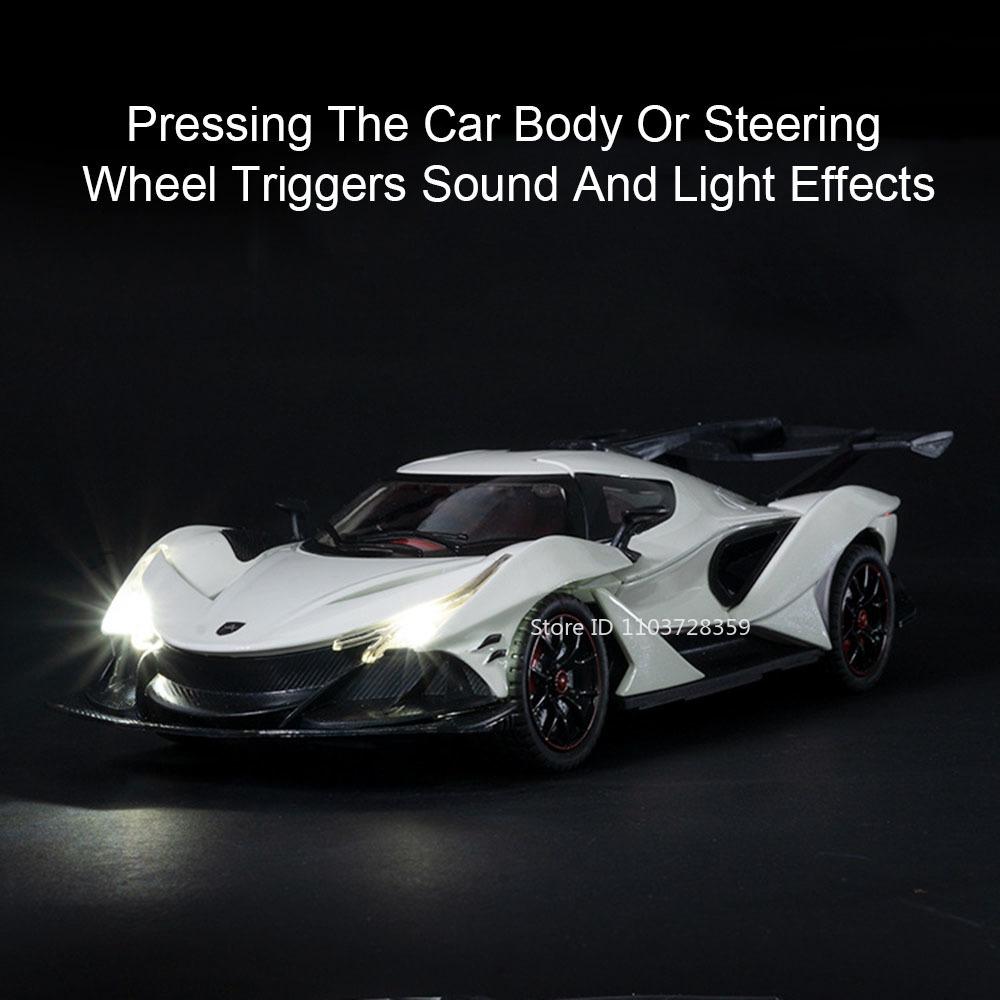 1:24 Apollo IE EVO Sports Car Toy Models Alloy Diecast Mini Supercars Sound Light Doors Opened Pull Back for Children Presents