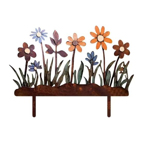 Rostige Blumenbeet-Stange Dekoration Wetterfest Innen Außen Hof Rasen Terrasse Weg Metall Blumen-Silhouette Schild Stange Ornament