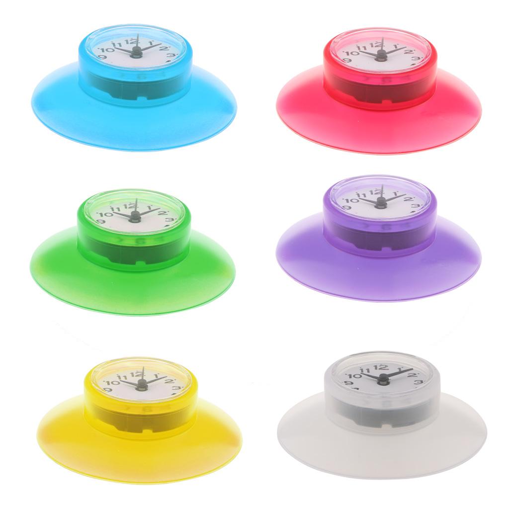 Mini Wall Clock Waterproof Suction Cup Silent Sucker Clock for Bathroom Mirror Kitchen Tile