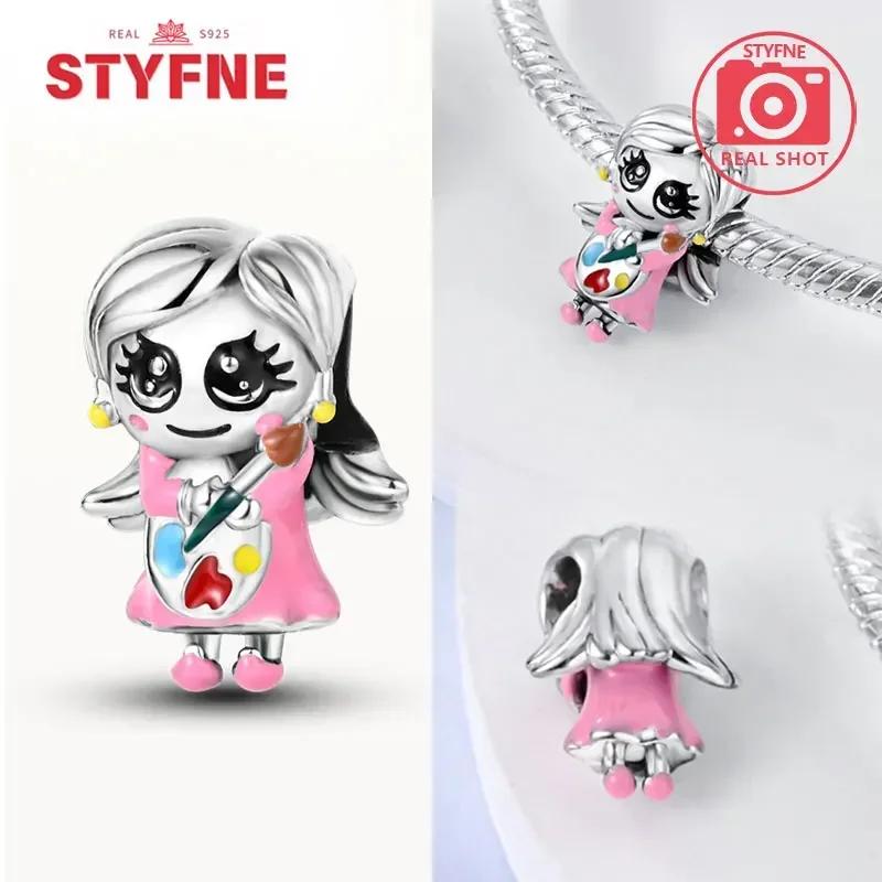 Copperoriginal Starry Sky Sunflower Green Wheat Field Oil Painting Charms Beads For Women Diy Fine Jewelry Gift