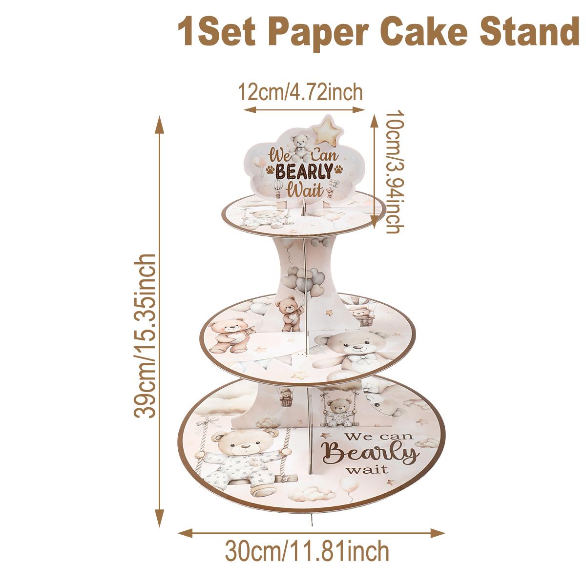 

Brown Bear Theme Cake Stand Happy 1st Birthday Party Decorations Kids Favors Gifts Cupcake Support Holder Baby Shower Supplies