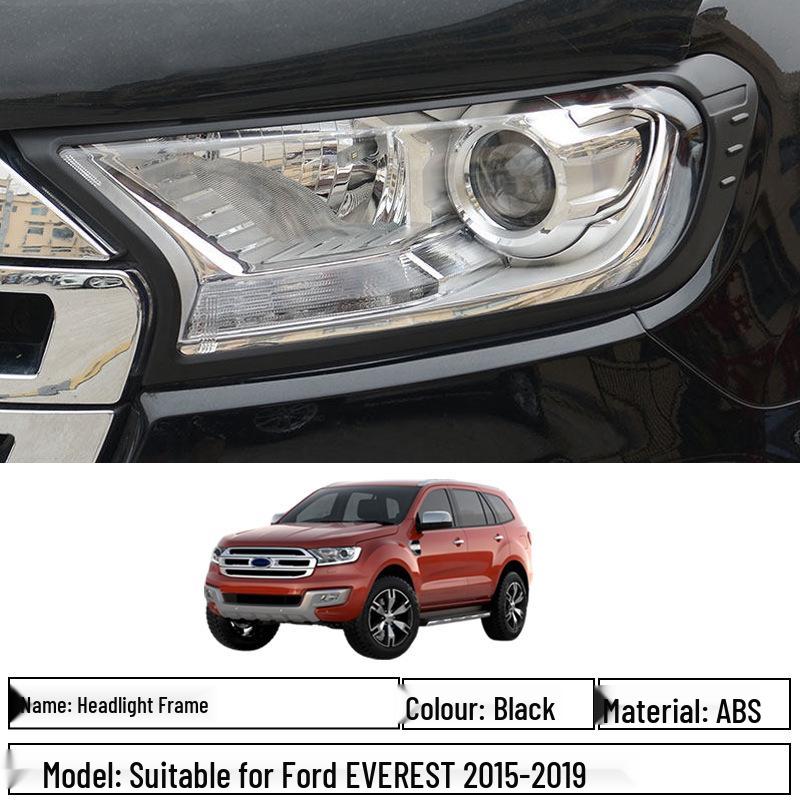 Ford Ranger/Everest 2015 Headlight Frame Cover: Black Decorative Strip & Protection