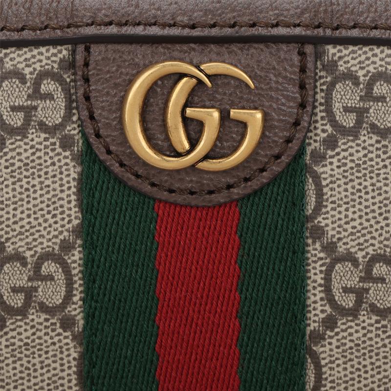 Gucci Bolsa para Câmera Ophidia GG com Logo de Flor Antiga em Fita Listrada de Lona com Acabamento em Couro