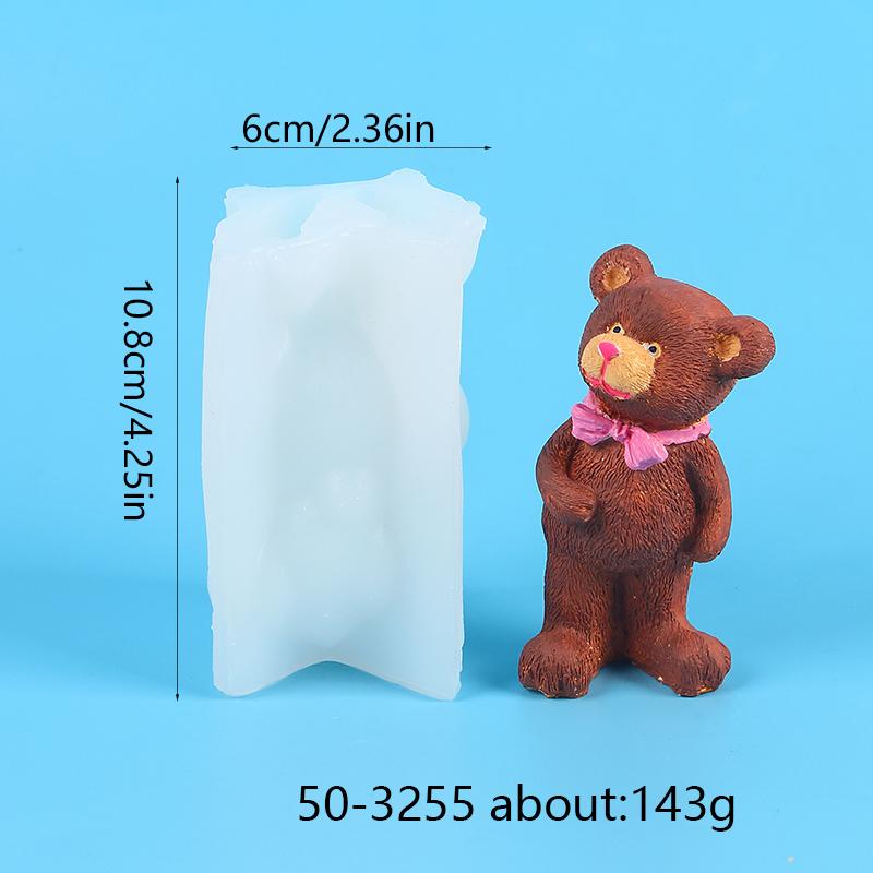 Bear Candle Silicone Mold for Valentine's Day Gift 3D Bear with Heart Aromatherapy Soap Plaster Gypsum Ornament Mould Home Decor