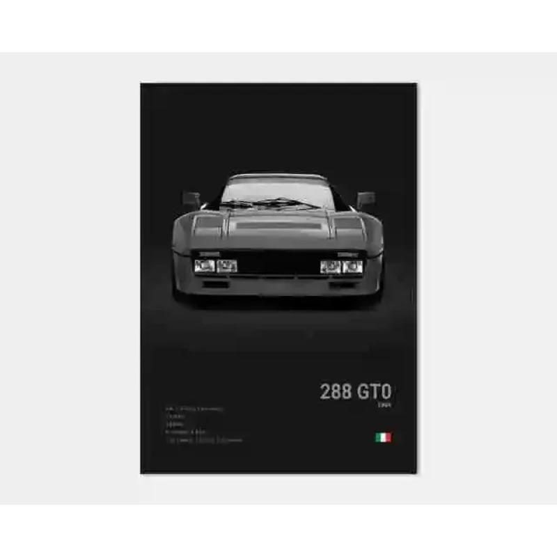 

Pop Black and White Italy Cars Luxury Super Sport Car Poster Aesthetic F40 GTO GTB Canvas Print for Wall Art Garage Room Decor 21X30CMNo Framed