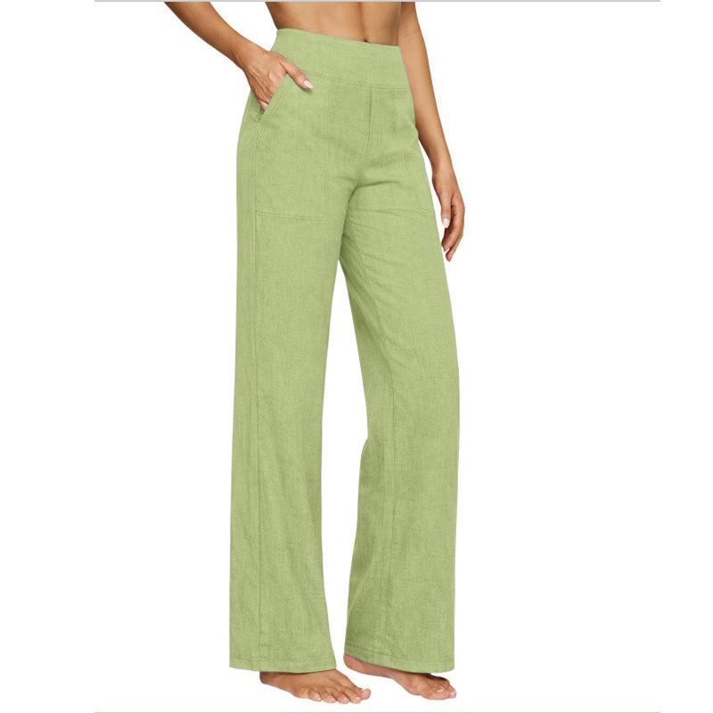 

European Women s High-Waisted Cotton Linen Wide-Leg Pants - Early Spring Casual Fashion XXXL м ята зелений колір