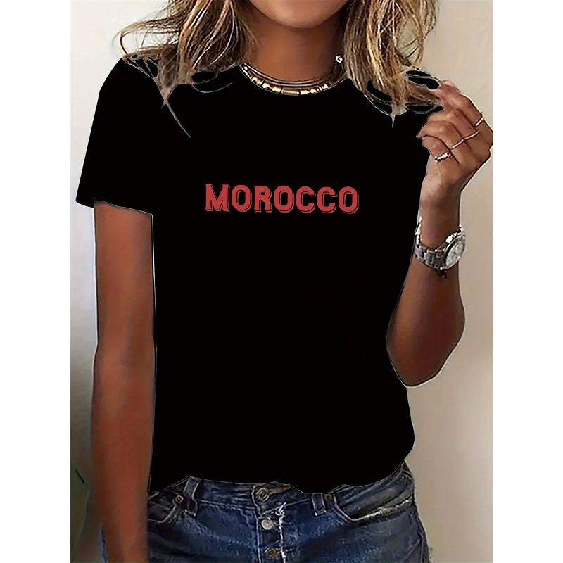 Moroccan Graphic Fashion Round Neck Sports Short Sleeve T-Shirt for Women