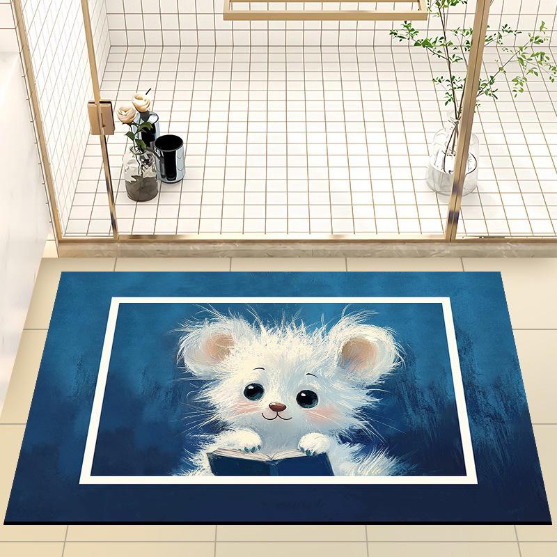 Cartoon Tier Badezimmermatte Rutschfeste Schnelltrocknende Matte Haushaltstoilettenteppich Saugfähige Matte für Badezimmertür