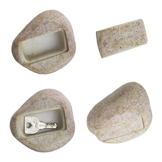 Garden Fake Stone Key Hider Storage Box Outdoor Yard Lawn Simulated Rock Resin Statue Decoration House Spare Key Secret Holder Container