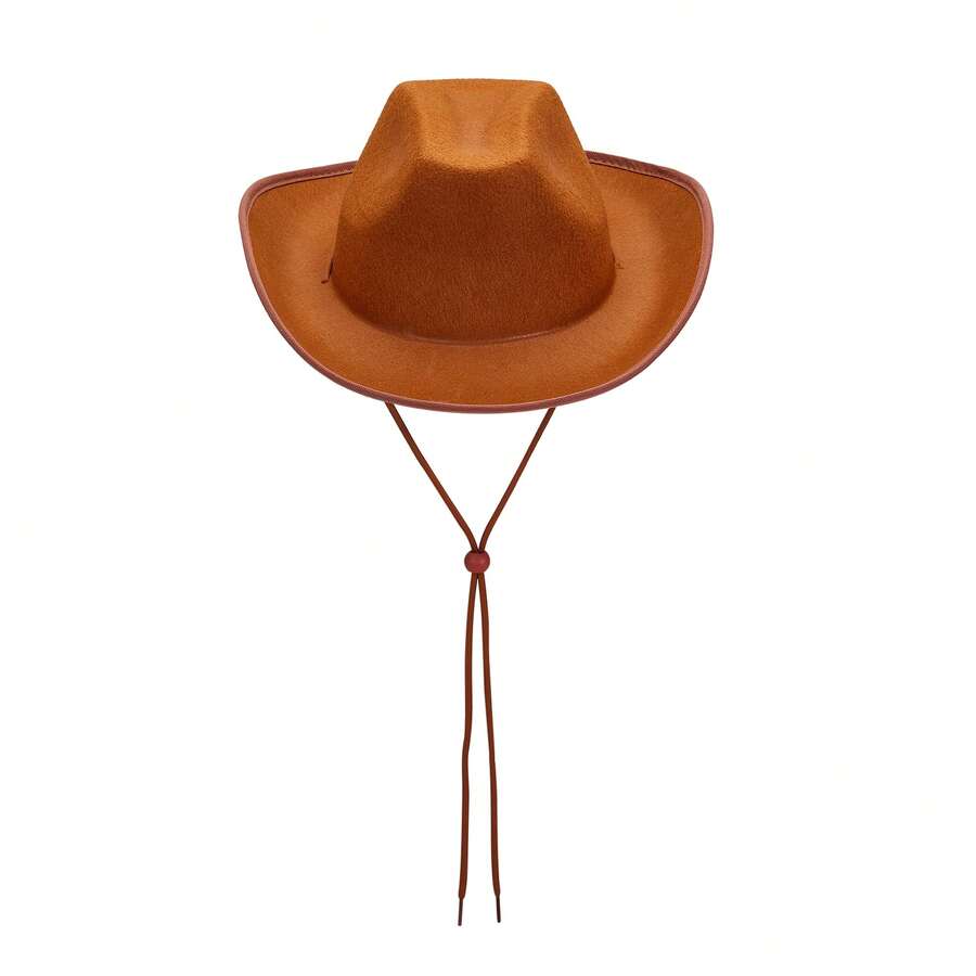 Adult Unisex Red Cowboy Hat Roll Up Brim Fedora Western Stage Performance Hat