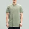 Chef Uniform Stand Collar Short Sleeve Chef Coat Single-Breasted Buttons Solid Color Workwear Professional Chef Apparel