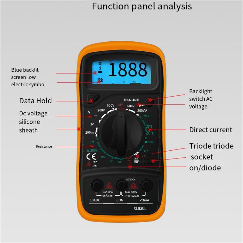 1 buc XL830L Multimetru digital Meter universal Instrument de măsurare a rezistenței și tensiunii multifuncțional Instrument de bip cu afișaj digital portabil