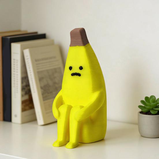 3D Printed Banana Man Figurine Funny Disappointed Banana Sculpture for Home Office Living Room Desktop Decor