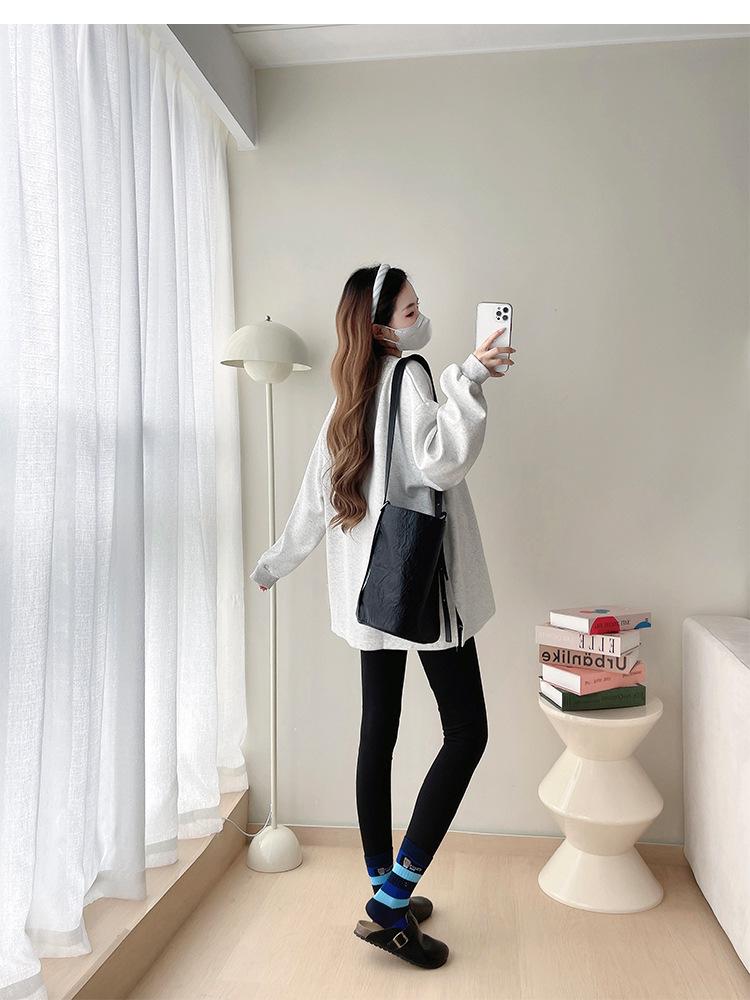 2025 Spring-Autumn Maternity Two-Piece Set: Grey & White Elephant Slit Sweatshirt with Long Sleeves
