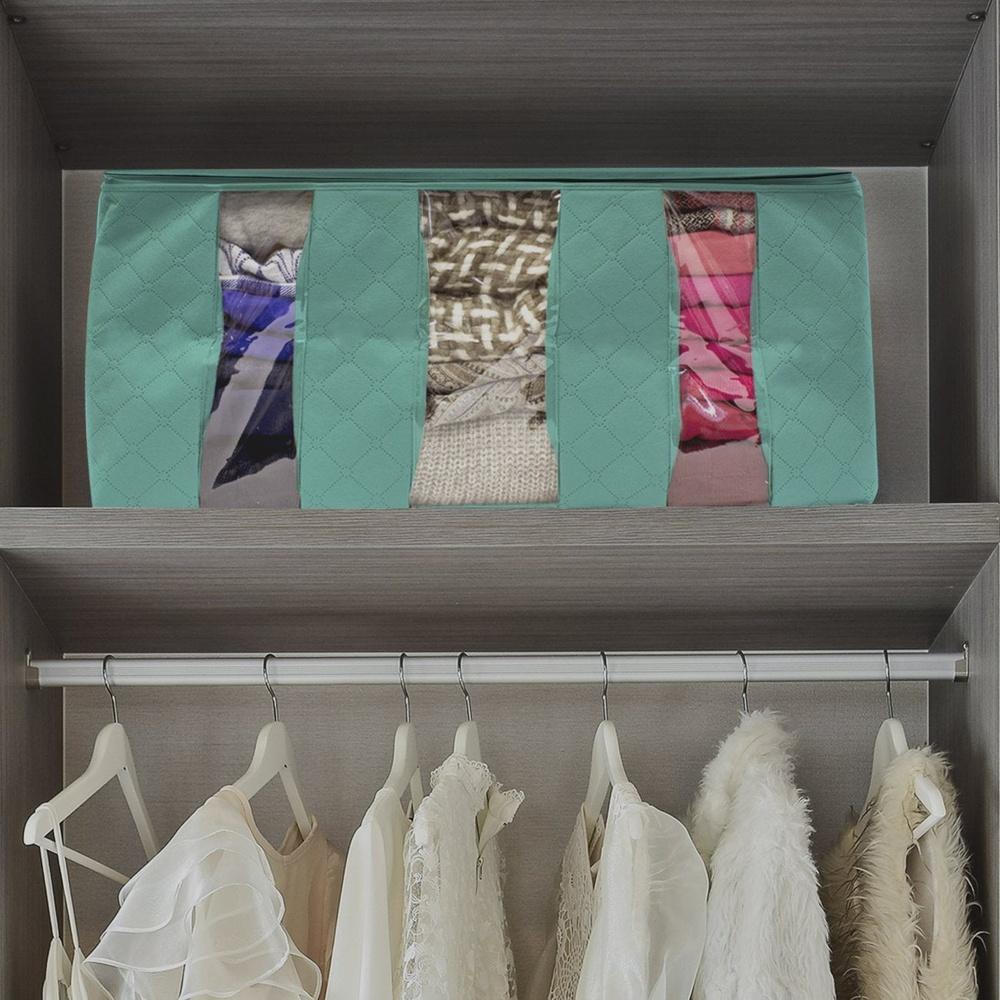 Foldable Storage Bag Organizer 3 Sections Clear Panel Clothes Blankets Closet Space Saving Ideal Seasonal Items