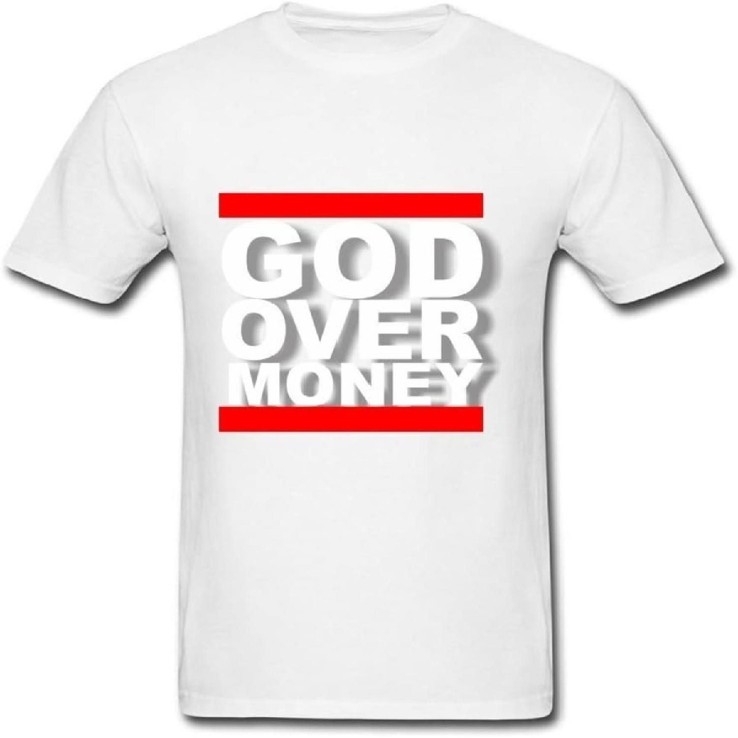 

Men God Over Money Color Custom-Made Vogue Off-The-Record Tee Shirts Size XXXXXL білий