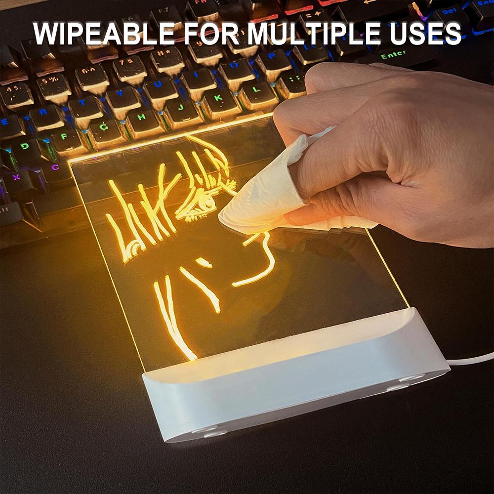 LED Lights Acrylic Message Board Erasable USB Drawing Board Bedroom Night Light Birthday Gift