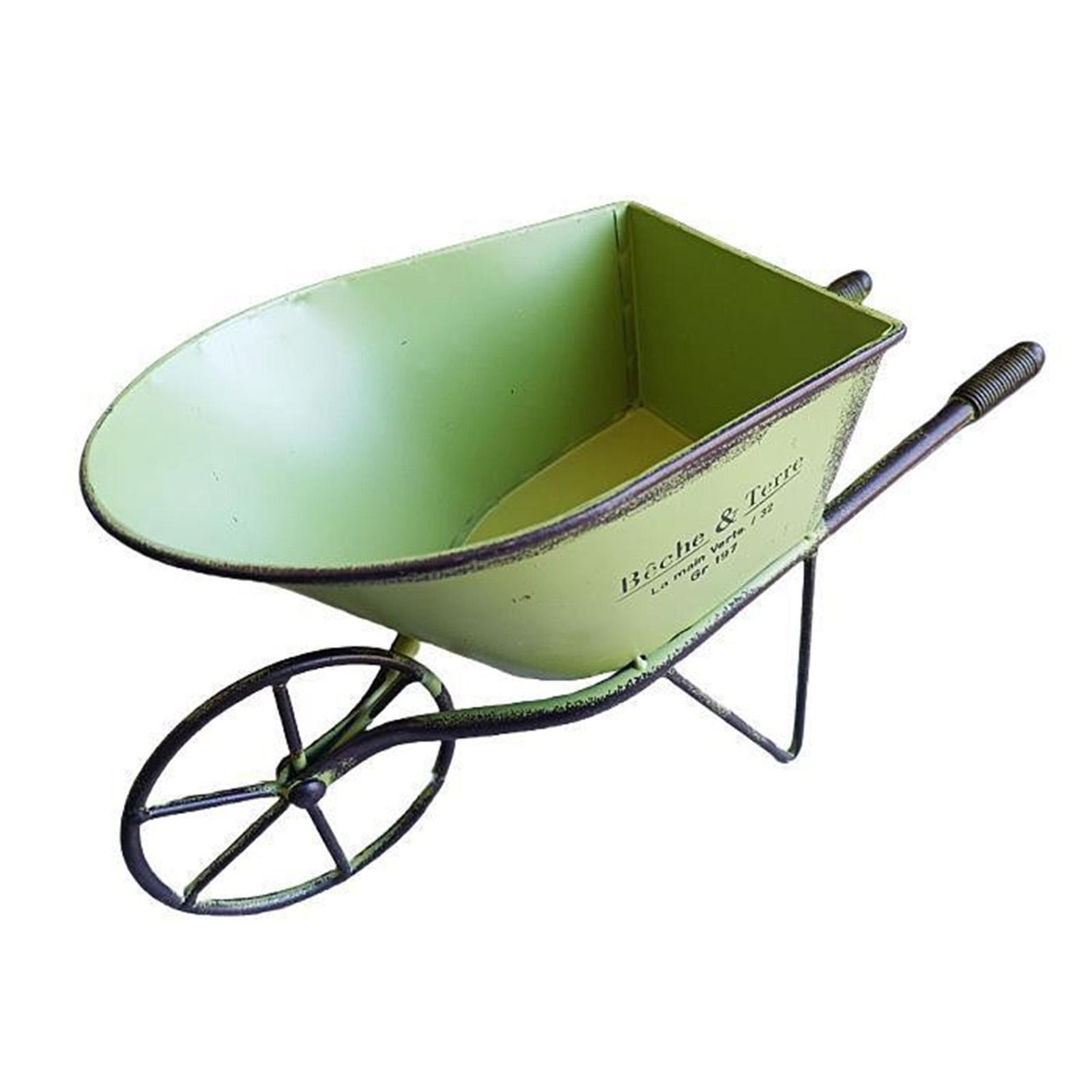 

Классическая кованая тележка на одном колесе для садового декора, металлическая тачка, маленькая кашпо для цветов, горшки для растений, контейнер для растений, подарок зелёный