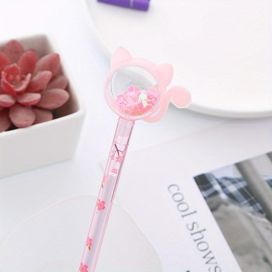 4 Stück 0,5 mm hochwertiger Gelstift mit Pailletten und Kätzchen, süßer Katzenstift, kreatives Büromaterial, Unterschriftenstift auf Wasserbasis