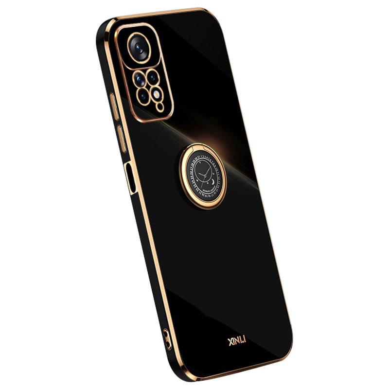 

XINLI для Xiaomi Redmi Note 11 Pro 5G (Qualcomm)/11 Pro 4G (МедиаТек) Чехол-подставка для телефона, Гальванизированная накладка-протектор из ТПУ для задней панели Black