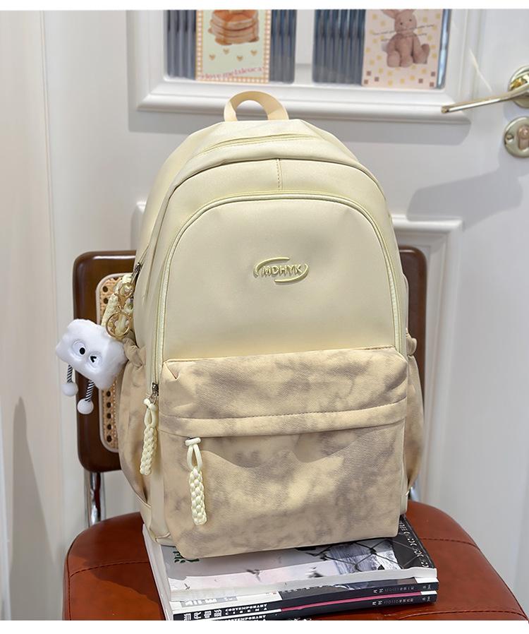 School bag 2025 new tie-dye backpack Korean version fashionable and cute large-capacity school bag casual simple backpack